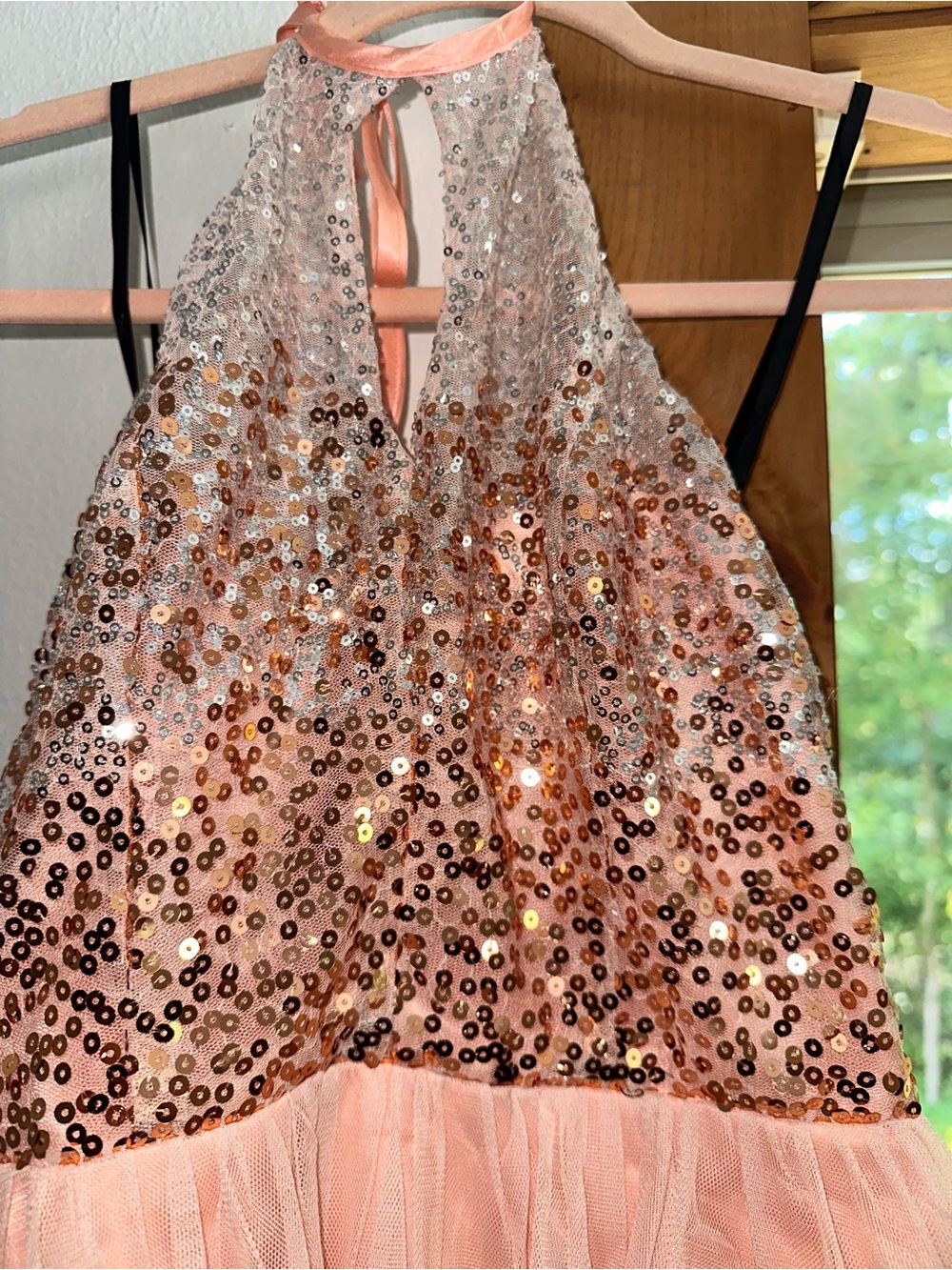 Pink Sequin Halter Party Dress